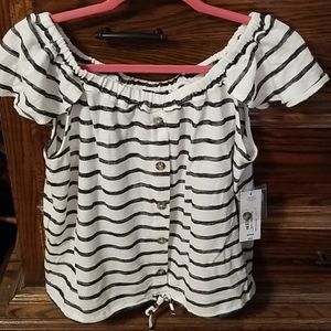 Black & White Stripe peasant top